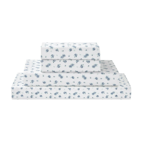 Modern Threads 4-Piece Kashmir Rose Blue Printed Microfiber Adult Sheet Set, Full