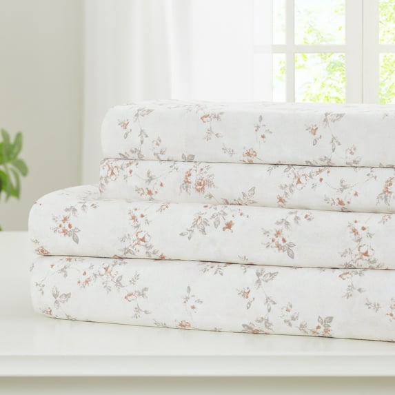 Modern Threads Kashmir Rose 4-Piece Clay Printed Microfiber Adult Sheet Set, Full