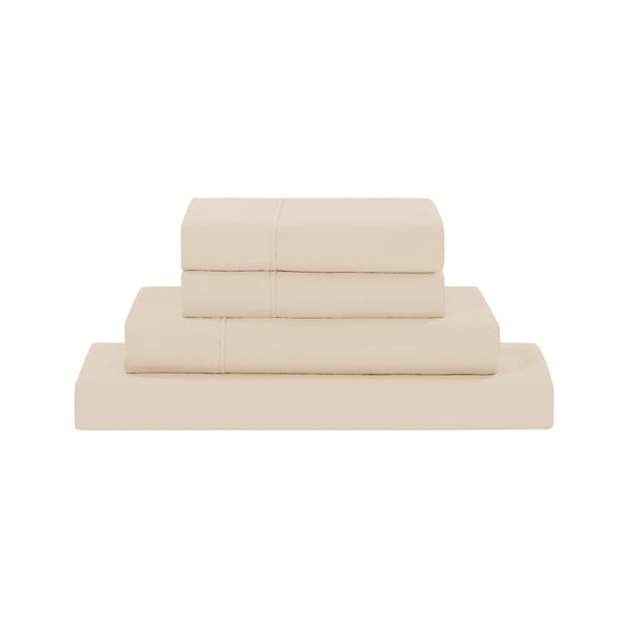 Modern Threasd 4-Piece Solid Egg Shell White Microfiber Bed Sheet Set, Full