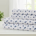 thumbnail image 1 of Modern Threads 4-Piece Sweet Rose Blue Printed Microfiber Adult Sheet Set, California King, 1 of 9
