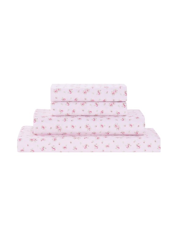 4-Piece Sweet Rose Silky Soft Microfiber Adult Sheet Set, Blush, Queen