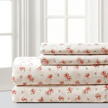 Modern Threads 4-Piece Sweet Rose Silky Soft Microfiber Adult Sheet Set, Ivory, Full
