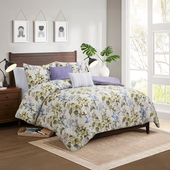 Modern Threads 5-Piece Gabrielle Jacquard Printed Floral Reversible Comforter Set, King
