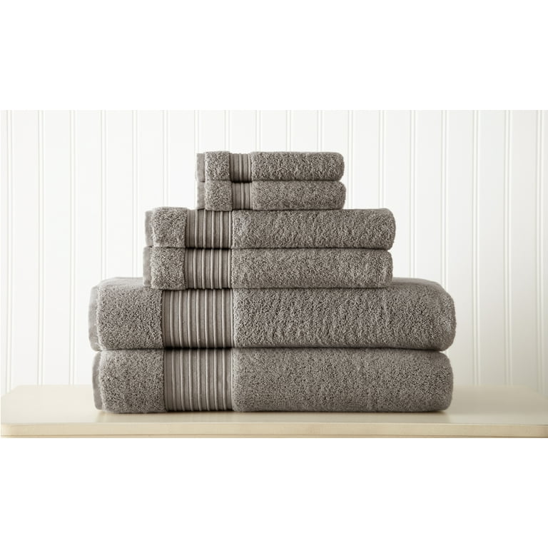 Modern Threads 6 Piece 100 Turkish Antimicrobial Cotton Adult Towel Set Platinum Walmart