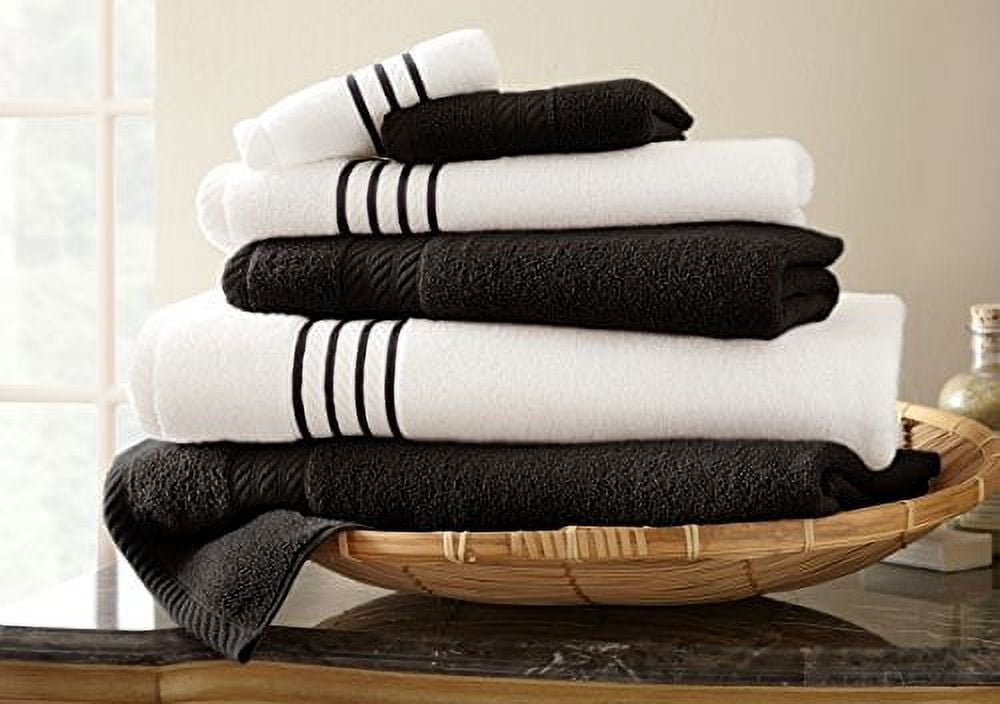 Black and white striped bathroom towels sales
