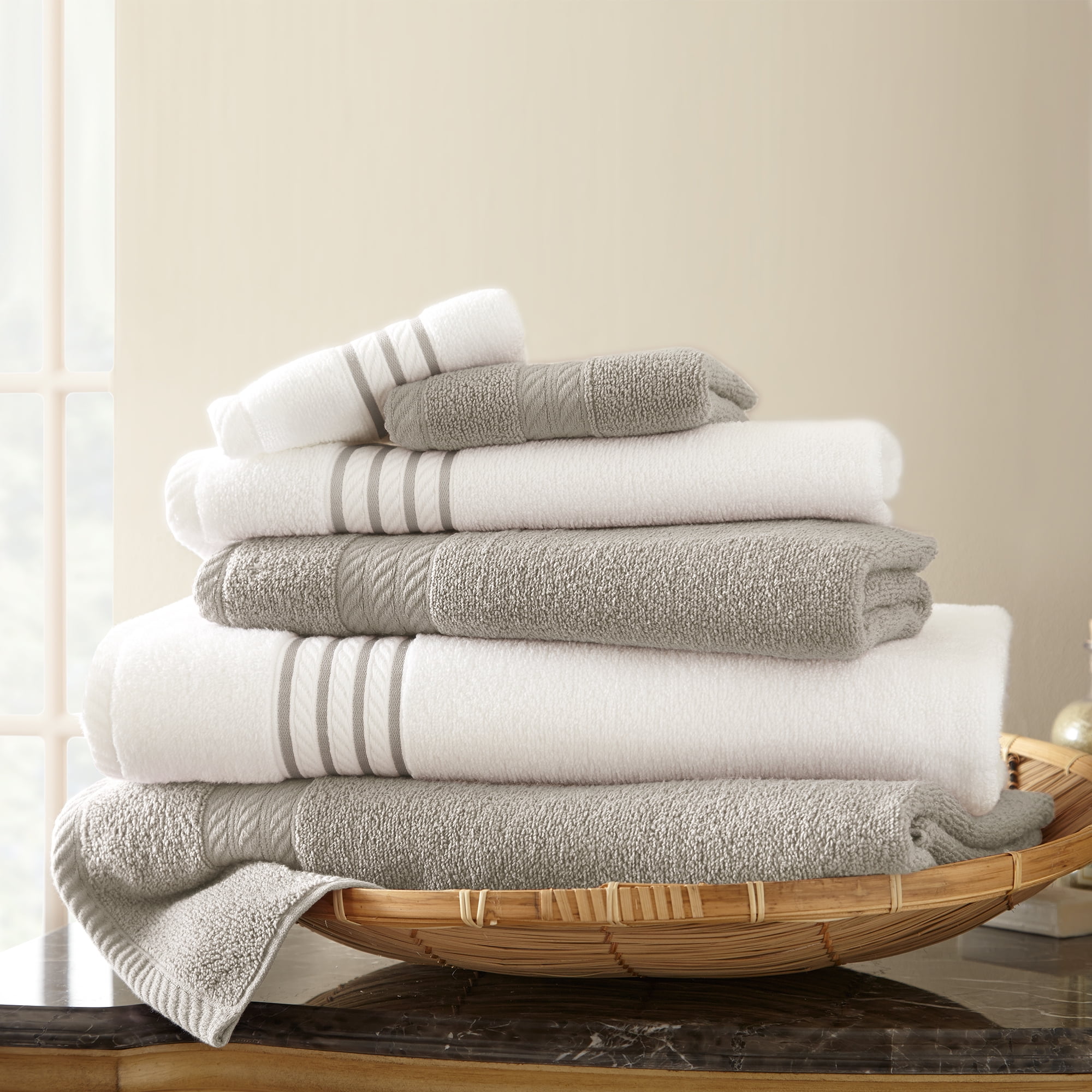 common THREAD Cotton Towel Set 4 Bath 4 Hand 4 Fingertip Blue Gray Ombre  NEW