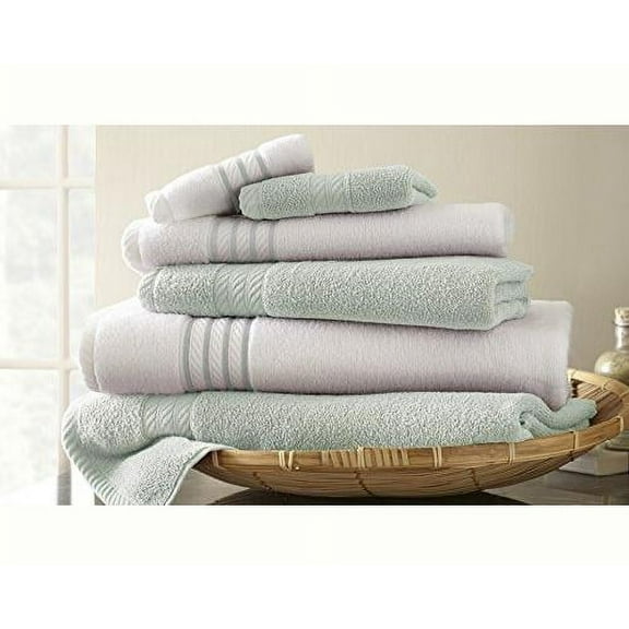 Modern Threads 6 Piece Quick Dry Stripe Towel Set, Jade
