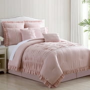 Modern Threads 8-Piece Antonella Mauve Pleated Bed Comforter Set, King