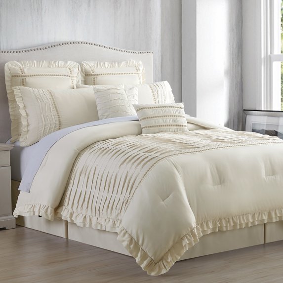 Modern Threads 8-Piece Antonella Sand Pleated Bed Comforter Set, King