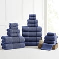 thumbnail image 1 of Modern Threads Aircloud 18-Piece Cotton Adult Bath Towel Set, Navy, 1 of 3