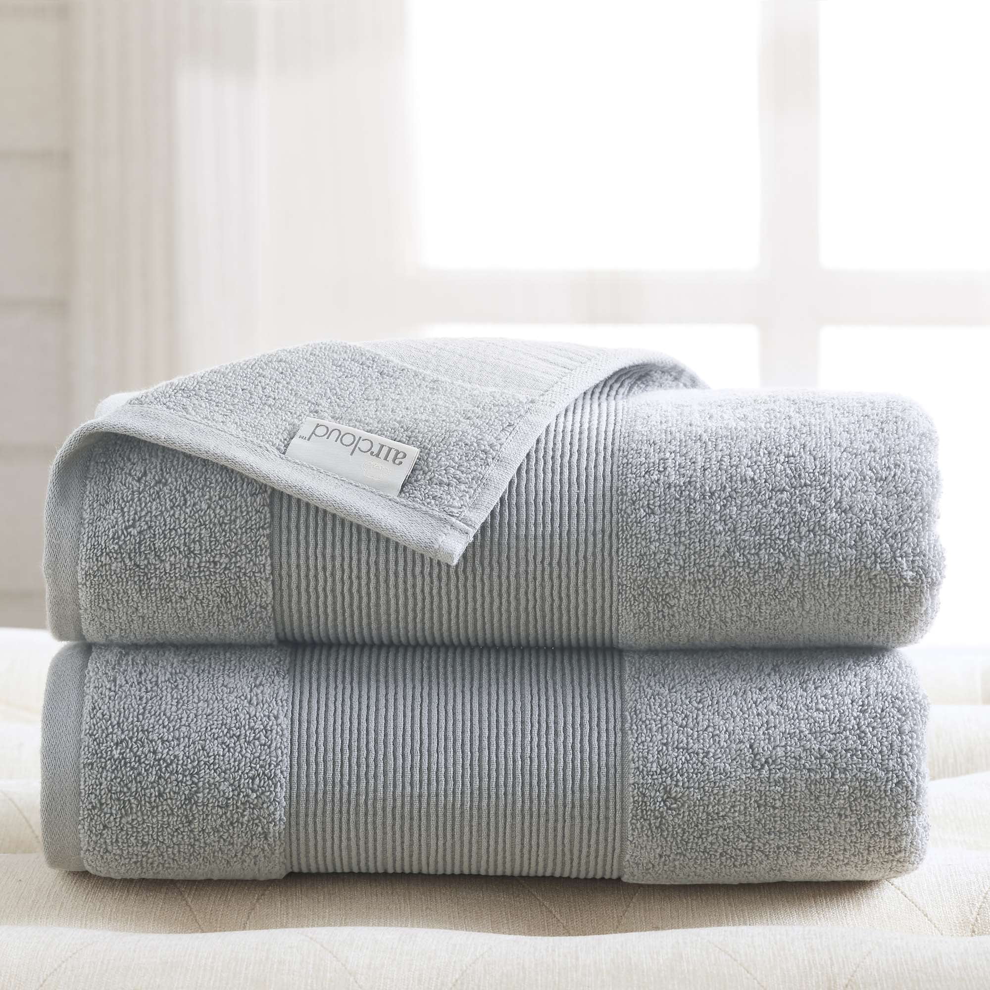 Soft Gray Oversized Cotton Bath Sheet Set