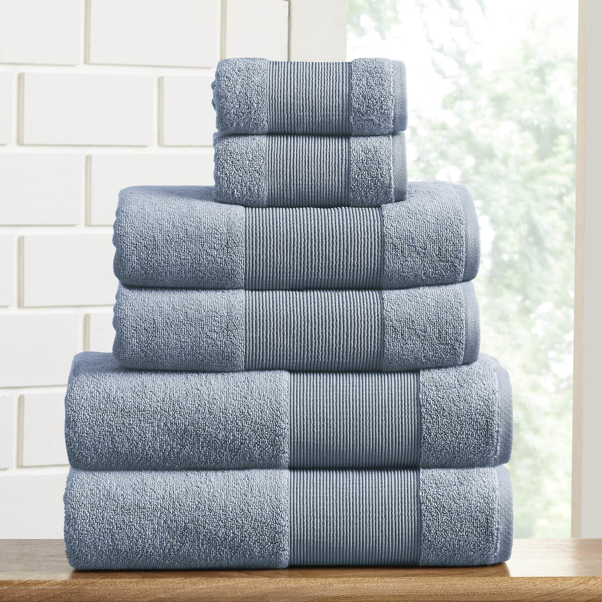 Modern Threads Aircloud 6-Piece Cotton Adult Bath Towel Set, Blue - Walmart.com