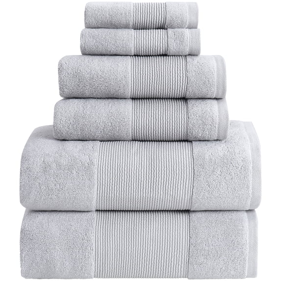 Modern Threads Aircloud 6-Piece Cotton Adult Bath Towel Set, Gray
