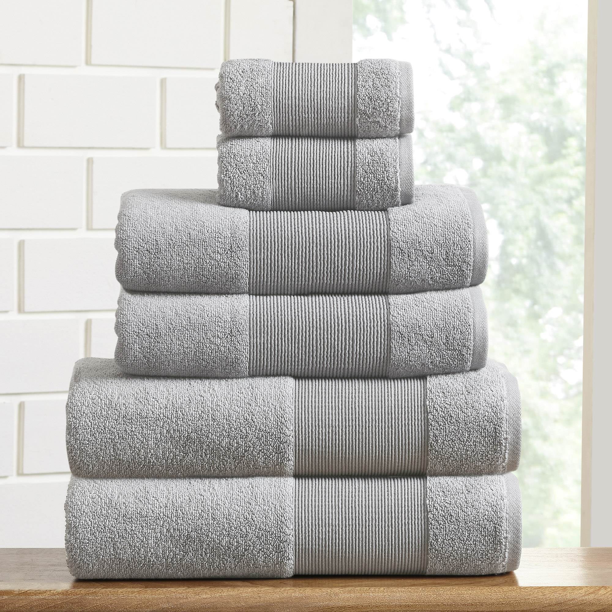 Soft Gray Organic Cotton 6-Piece Bath Towel Set