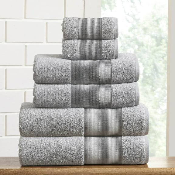 Modern Threads Aircloud 6-Piece Cotton Adult Bath Towel Set, Gray