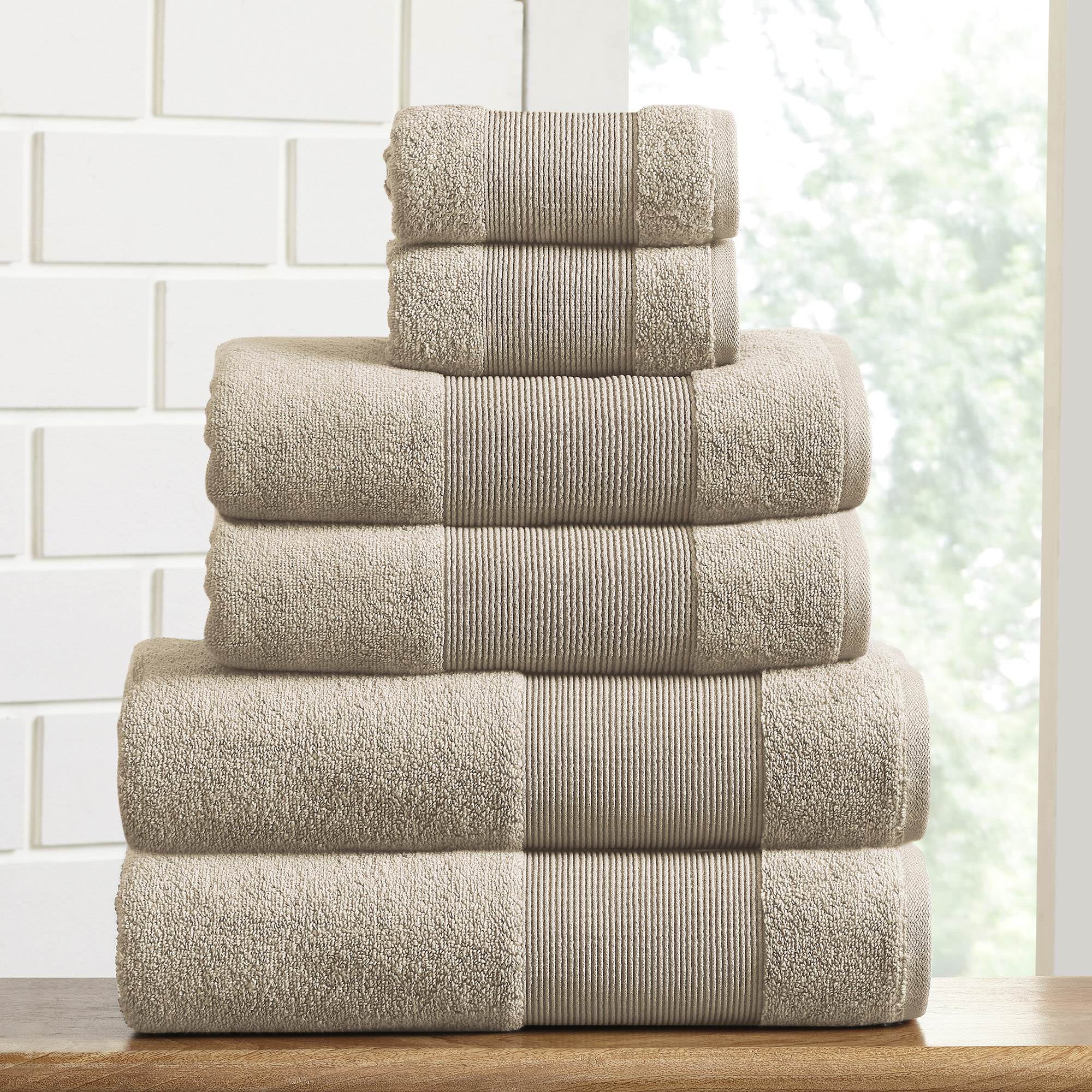 Modern Threads Aircloud 6-Piece Cotton Adult Bath Towel Set, Sand - Walmart.com
