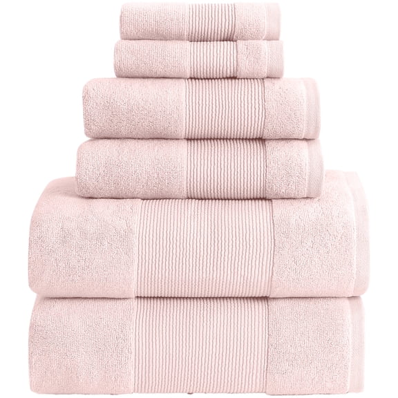 Modern Threads Aircloud 6-Piece Cotton Bath Towel Set, Blush