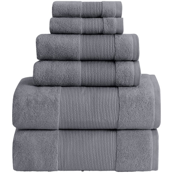 Modern Threads Aircloud 6-Piece Cotton Bath Towel Set, Charcoal