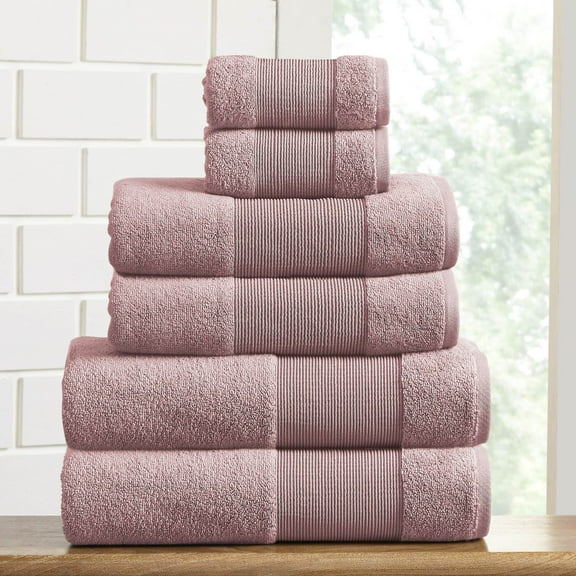 Modern Threads AirCloud 100% Cotton 6-Piece Towel Set, Silver Pink