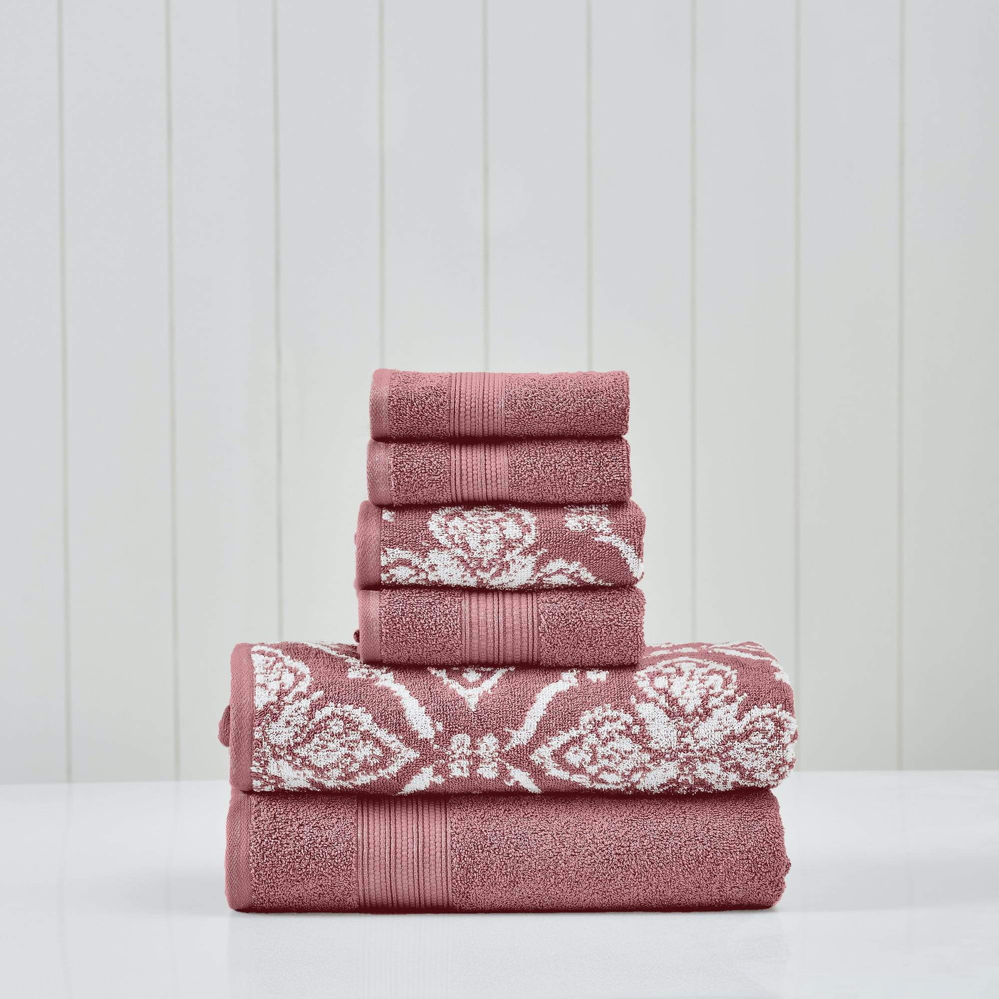 Rosewood Cotton Jacquard Hand and Washcloth Towel Set