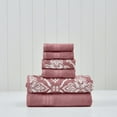thumbnail image 1 of Modern Threads 6-Piece Cotton Jacquard Towel Set, Amaris, Rosewood, 1 of 5