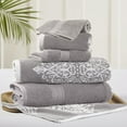 thumbnail image 1 of Modern Threads Artesia Damask 6-Piece Bath Towel Set, Gray, 1 of 5