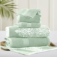 Modern Threads Artesia Damask 6Piece Bath Towel Set, Sage
