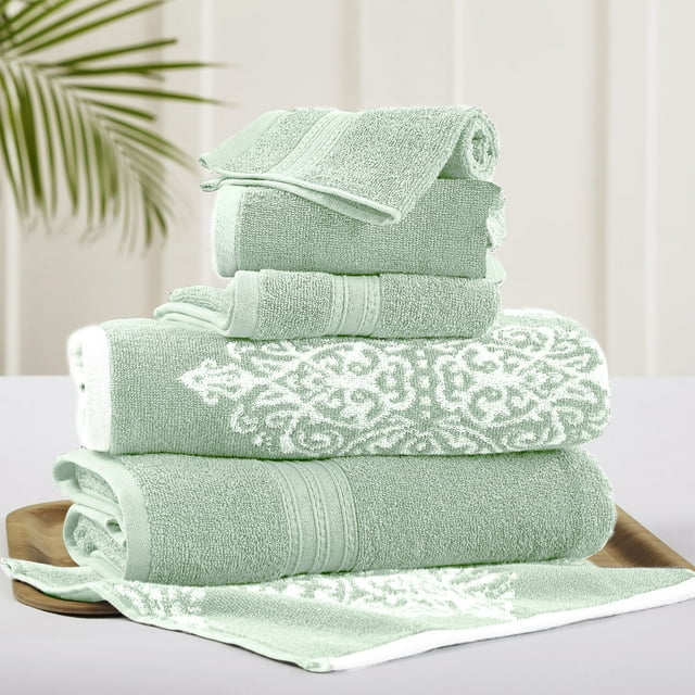 Modern Threads Artesia Damask 6Piece Bath Towel Set, Sage