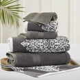 thumbnail image 1 of Modern Threads Artesia Damask 6-Piece Reversible Jacquard Adult Towel Set, Platinum, 1 of 2