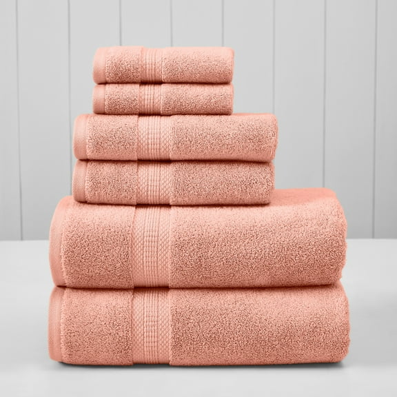 Modern Threads Bamboo Cotton Blend 6-Piece Bath Towel Set, Peach