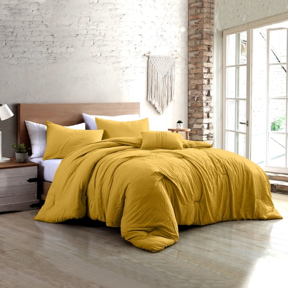 Modern Threads Beck 4-Piece Garment Washed Adult Comforter Set, Gold, Full/Queen