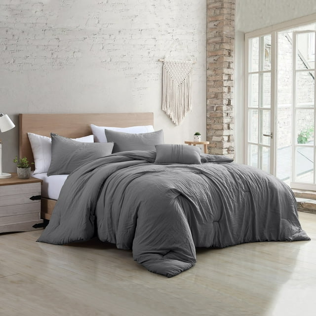 Modern Threads Beck 4-Piece Garment Washed Adult Comforter Set, Gray, King