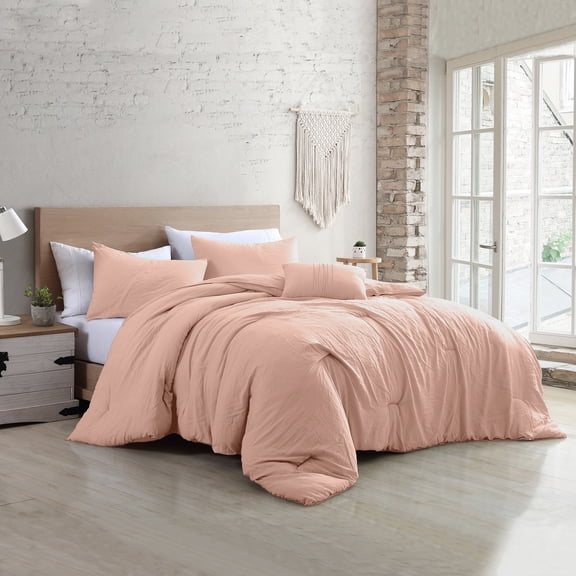 Modern Threads Beck 4-Piece Garment Washed Adult Comforter Set, Silver Peony, Full/Queen