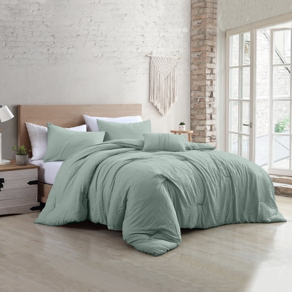 Modern Threads Beck 4-Piece Garment Washed Adult Comforter Set, Spa Green, Full/Queen