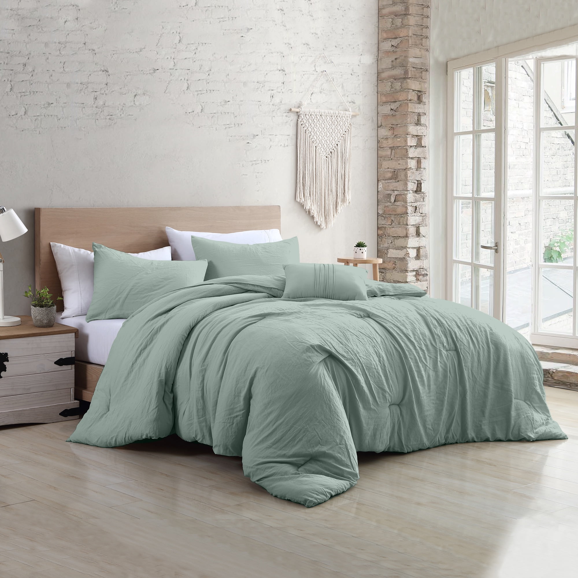 King Spa Green Reversible Down Alternative Microfiber Comforter Set
