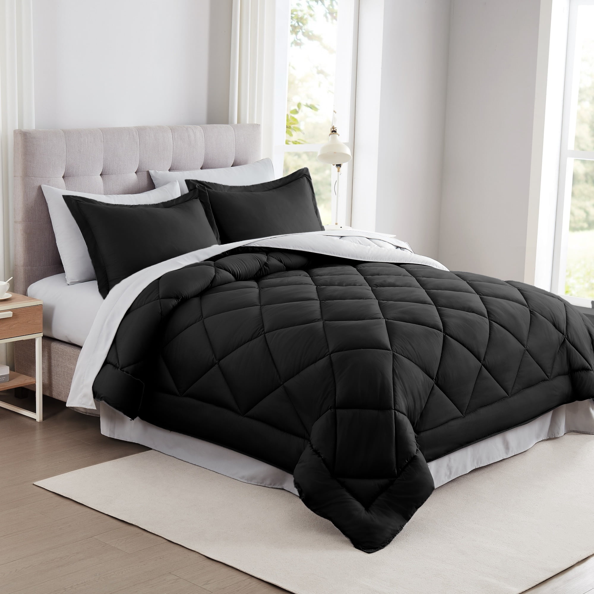 Black Queen Microfiber Reversible Bed in a Bag Set