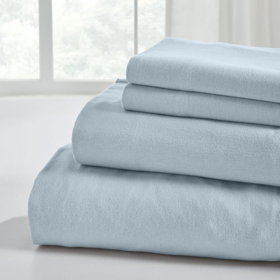 Modern Threads 4-Piece Blue Sky Cotton Flannel Adult Bed Sheet Set, Queen