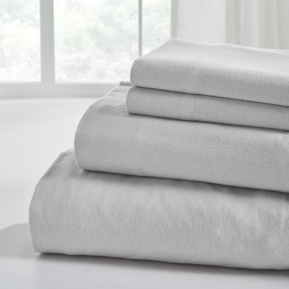 Modern Threads 4-Piece Mist Cotton Flannel Adult Bed Sheet Set, Queen