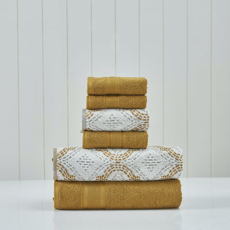 Free Shipping Modern Threads Capri Jacquard 6 Piece Adult Cotton Bath Towel Set Gold Walmart