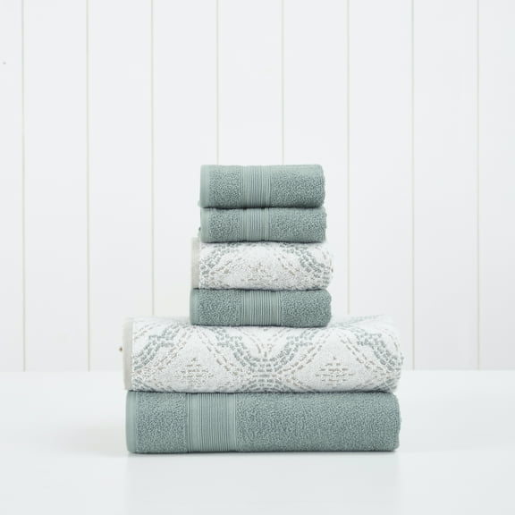 Modern Threads 6 Piece Cotton Jacquard Towel Set, Capri, Ivy