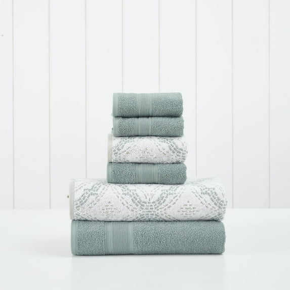 Modern Threads Capri Jacquard 6-Piece Adult Cotton Bath Towel Set, Ivy
