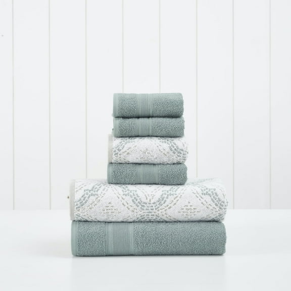 Modern Threads Capri Jacquard 6-Piece Adult Cotton Bath Towel Set, Ivy