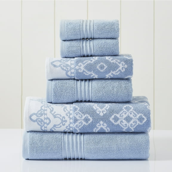 Modern Threads Charlize 6-Piece Cotton Bath Towel Set, Blue