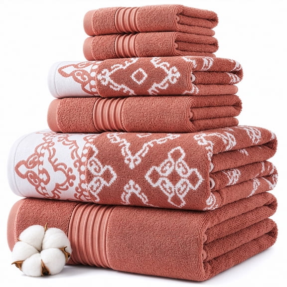 Modern Threads Charlize 6-Piece Cotton Bath Towel Set, Clay