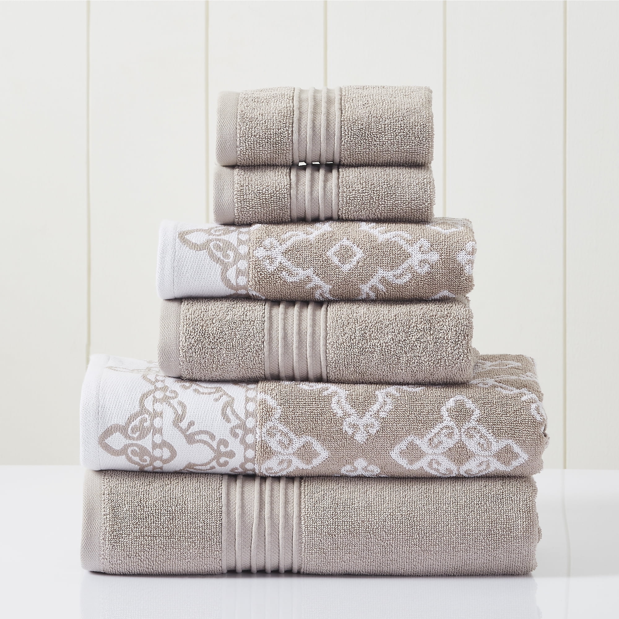 Modern Threads Charlize 6-Piece Cotton Bath Towel Set, Fawn