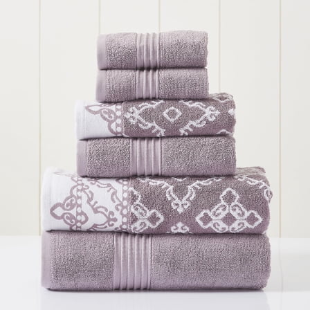 Modern Threads Charlize 6-Piece Cotton Bath Towel Set, Orchid