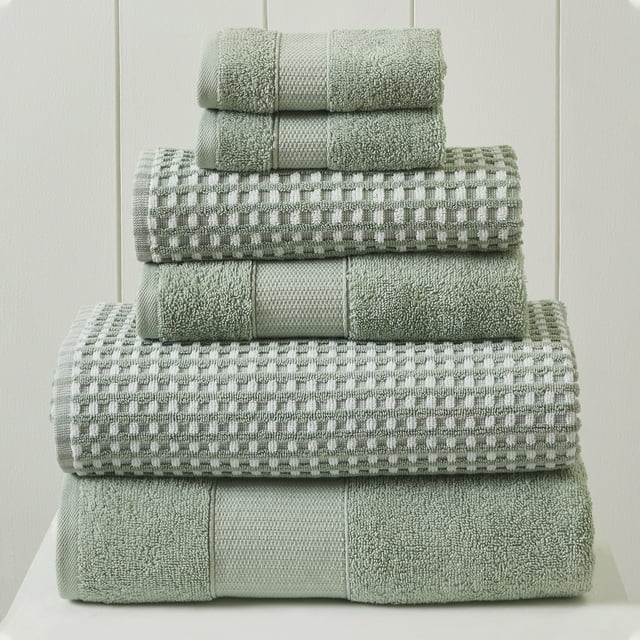 Modern Threads Cobblestone 6Piece Adult Cotton Bath Towel Set, Green