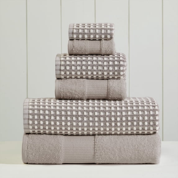 Modern Threads Cobblestone 6-Piece Cotton Adult Bath Towel Set, Beige