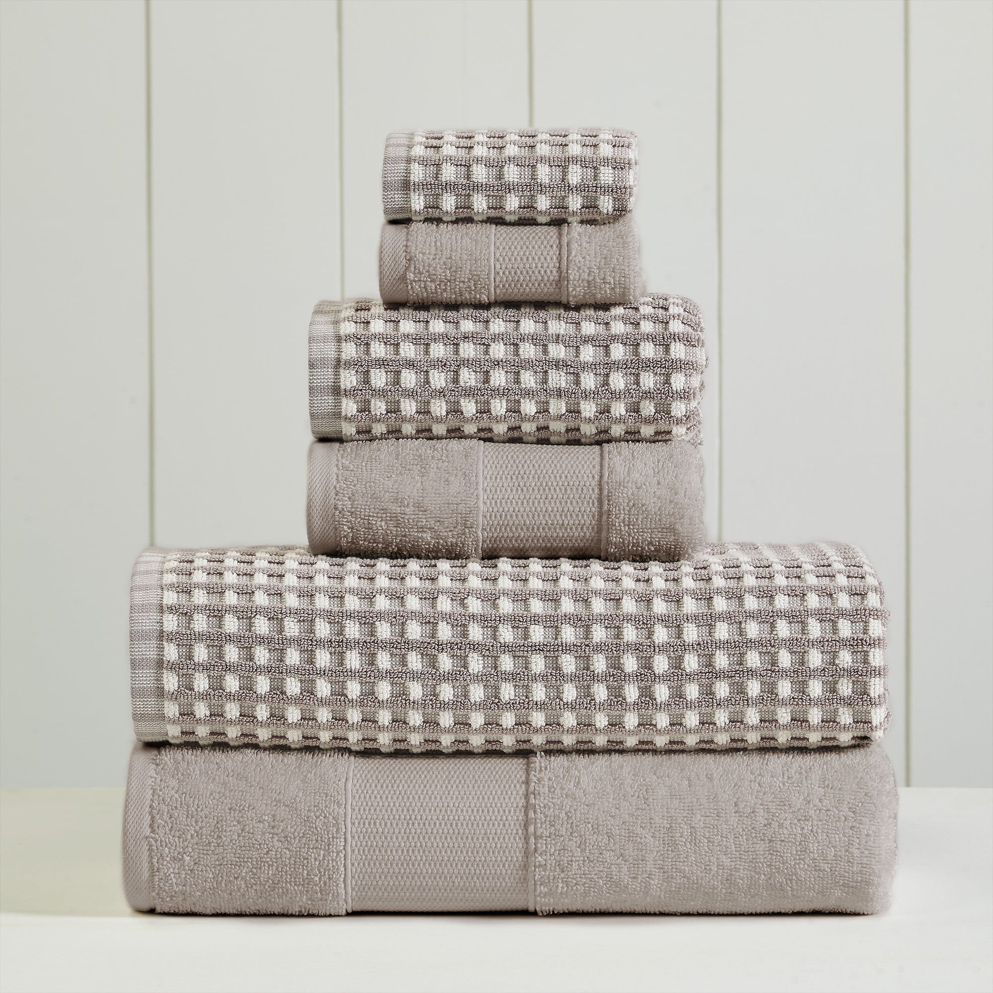 Flax Cotton Jacquard Hand and Washcloth Towel Set