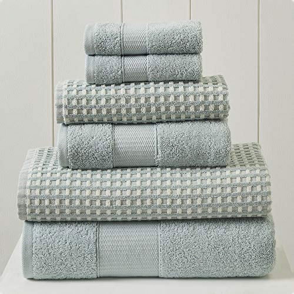 Modern Threads Cobblestone 6-Piece Cotton Adult Bath Towel Set, Blue
